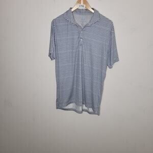 Johnnie-O Featherweight Performance Polo‎ Men Medium Blue Gray White Striped